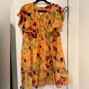 Maeve Yellow Floral Ruffle-Trim Dress